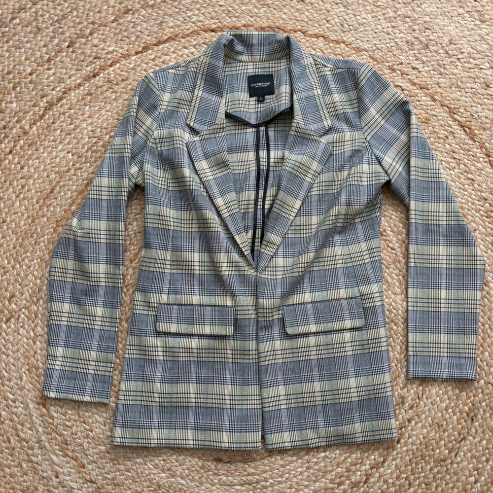 Liverpool Plaid Blazer - yellow and gray
